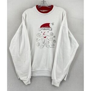 Vintage Hallmark Santa Christmas Crew Neck Sweatshirt Size XL Women's White
